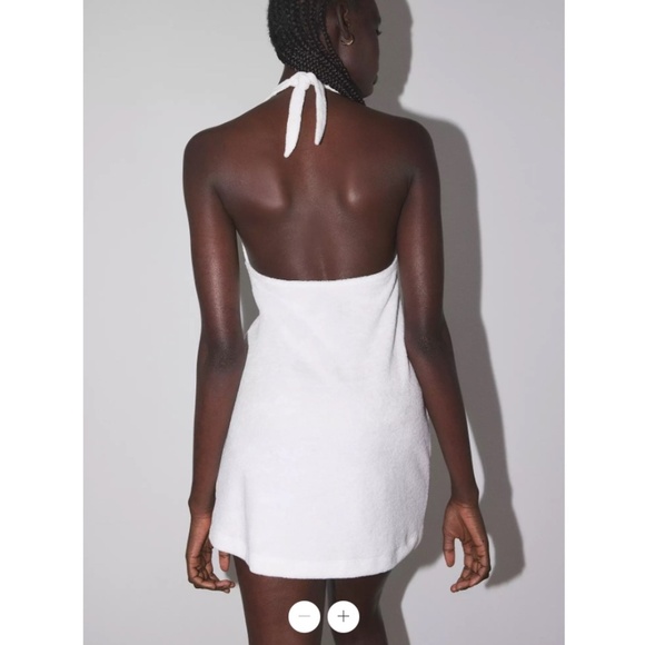 Urban Outfitters NWT Out From Under Airy Terry Halter Dress Cover Up - White - L - Picture 3 of 13